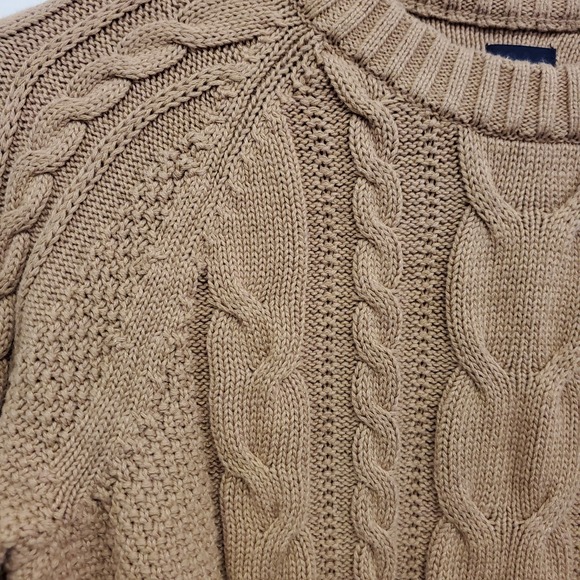 Gap Womens Cable Knit Cotton Sweater Size S Tan Old Money Academia Preppy Layers - Picture 2 of 12